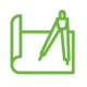 green paper + draw compass icon